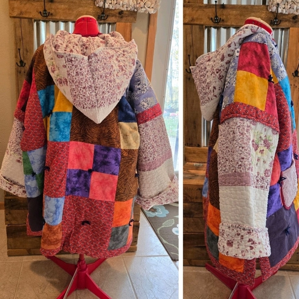 Upcycled Quilt Blanket Coat Sz 2X-3X Handmade Dont Throw It Out - Picture 4 of 7